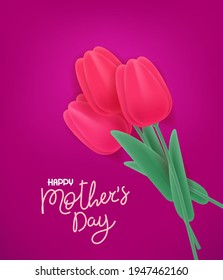 Happy Mothers day vector banner with tulips
