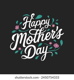 Feliz Día de la Madre. Anuncio de Vector con tipografía de flores de la madre