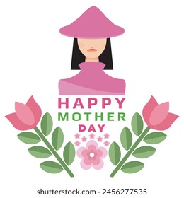 Happy mother's day vector banner illustration design with mom silhouette and flowers . Mothers day greeting card for celebration international holiday