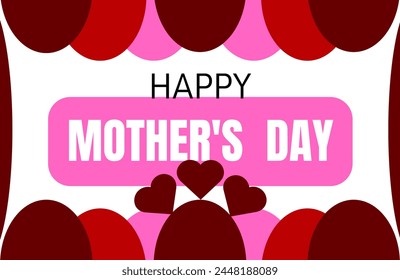 Happy Mother's Day Vector Card with Hearts.