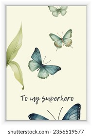 Happy Mother's Day Vector congratulation card with pink watercolor butterflies. Typographical Background. Mothers day postcard.