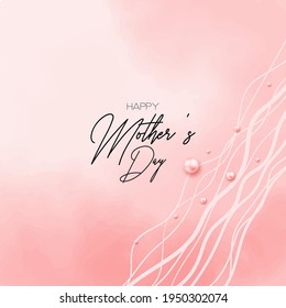 
Happy mother's day vector design card, blush pink watercolor fluid painting with flower and pearl. Blush pink watercolor fluid painting. Spring wedding invitation. Best mom ever