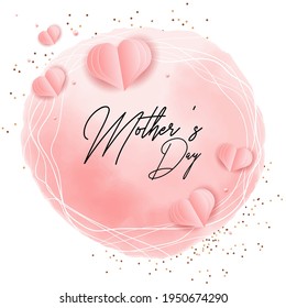 Happy mother's day vector design card, blush pink watercolor fluid painting with flower and pearl. Blush pink watercolor fluid painting. Spring wedding invitation. Best mom ever