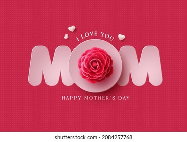 Happy mother's day vector design. Mother's day greeting card with mom paper cut text in red pattern background for mommy celebration decoration. Vector Illustration.
