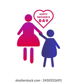 Happy mother's day vector design illustration for celebration 14 may mother holiday with icon mother holding baby kid arm and with love heart symbol