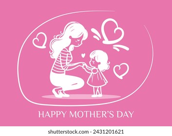 Happy Mothers Day Vector freehand Greeting card celebrating Mothers day