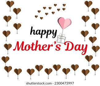 Happy Mother's day vector gift card background design with flower and love shape you can use I love Mom