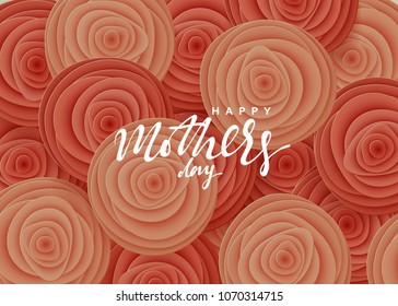 Happy Mother's day, vector greeting card. Beautiful flowers in the style of paper cut.