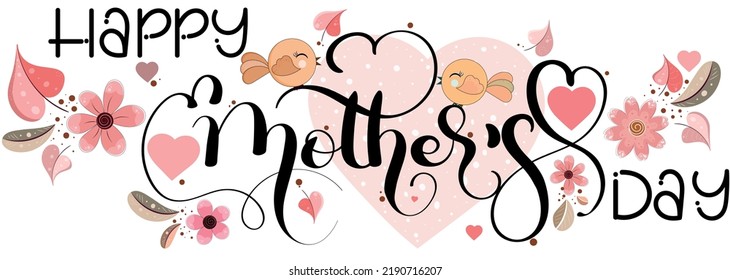 Happy Mother's Day vector greeting card with a beautiful blossom flowers background. Illustration MOTHERS DAY