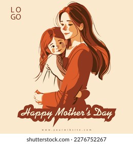 "Feliz Día de la Madre", un diseño vectorial de saludo. ilustración de mamá de personaje con niños