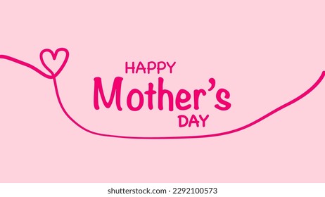 Happy Mother's Day vector greeting card with heart. Hand drawn decorative lettering. Calligraphy vector text in linear style. Holiday lettering.