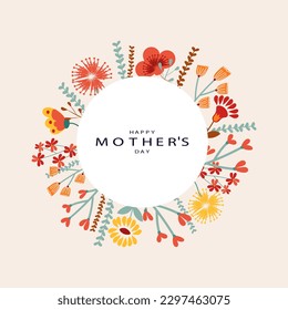  Happy Mother's Day vector greeting cards set with flowers