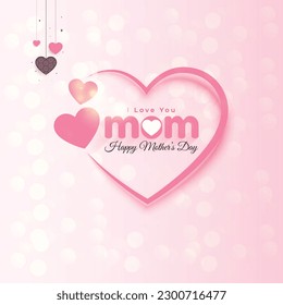 Happy Mother's Day vector greeting cards with beautiful hearts. 
