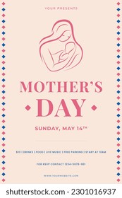 Happy Mother's Day vector greeting card style banner social media template flyer