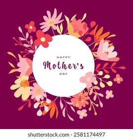 Happy Mother's Day vector greeting cards set with flowers. Happy Mother's Day greeting cards.