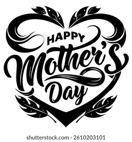 Happy Mothers day vector greeting card on white background.Happy Mothers Day typography poster. Hand drawn lettering as celebration badge, tag, icon. Text card invitation, template.