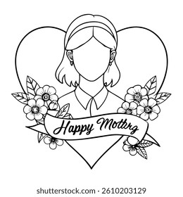 Happy Mothers day vector greeting card on white background.Happy Mothers Day typography poster. Hand drawn lettering as celebration badge, tag, icon. Text card invitation, template.