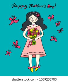 Happy Mother's Day. Vector hand drawn graphic illustration.