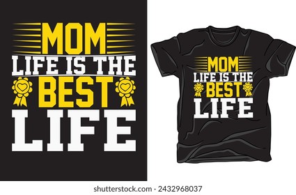Happy Mother's Day. Vector hand written quote "My mom is the best". Vector hand lettering quote, typographic element for your design. Can be printed on T-shirts, bags, posters, invitations, cards.