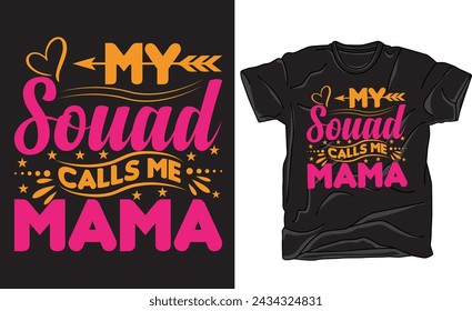 Happy Mother's Day. Vector hand written quote "My mom is the best". Vector hand lettering quote, typographic element for your design. Can be printed on T-shirts, bags, posters, invitations, cards.