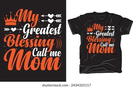 Happy Mother's Day. Vector hand written quote "My mom is the best". Vector hand lettering quote, typographic element for your design. Can be printed on T-shirts, bags, posters, invitations, cards.