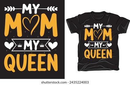 Happy Mother's Day. Vector hand written quote "My mom is the best". Vector hand lettering quote, typographic element for your design. Can be printed on T-shirts, bags, posters, invitations, cards.