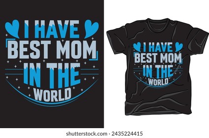 Happy Mother's Day. Vector hand written quote "My mom is the best". Vector hand lettering quote, typographic element for your design. Can be printed on T-shirts, bags, posters, invitations, cards.