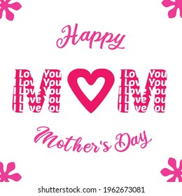 Happy Mothers Day. Vector illustration typography lettering for postcard, poster, banner,  design element.