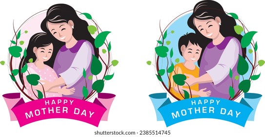 Happy mother's day. Vector illustration. Mother and son and daughter
Happy mother's day. Vector illustration. Mother and son