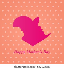 Happy Mother's Day vector illustration. Mother and baby silhouette.