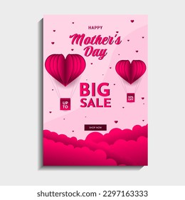 Happy mothers day vector set greeting card. Concept mother's day banner, flyer, party invitation, gift shop, vertical template