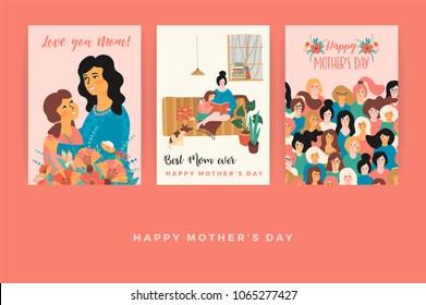 Happy Mothers Day. Vector templates. Design element for card, poster, banner, and other use