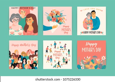 Happy Mothers Day. Vector templates. Design element for card, poster, banner, and other use