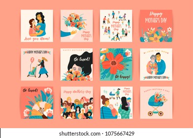 Happy Mothers Day. Vector templates. Design element for card, poster, banner, and other use