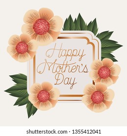 happy mothers day victorian square frame with flowers