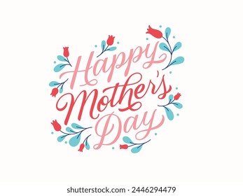 Happy Mothers day in white colour theme. Best design for social media. EPS file. Vector greeting art work isolated on a white background.