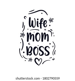 Happy Mothers Day, Wife Mom Boss Greeting Card Dark Blue.