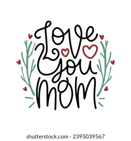 Happy Mother's Day wishes with heart. Mother day calligraphy, elegant best quotes for banners or greeting cards. Vector illustration