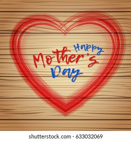 Happy Mother's Day wishes on wooden background. Vector illustration.