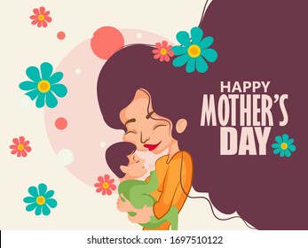 Happy Mothers Day, Woman & baby  illustration