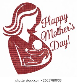 Happy Mother`s Day! Woman and baby made of hearts. vector illustration isolated on white background.