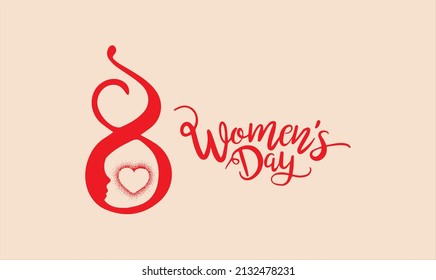 Happy Mother's Day, Woman Day. cute card, banner, poster for the holiday of women's day on March 8, vector illustration, with the silhouette of a woman's face.