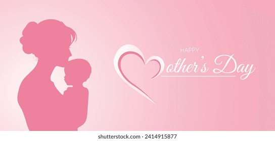 happy mother's day woman with kid vector poster