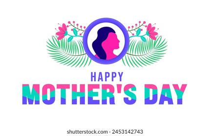 Happy Mother's day women vector design with colorful flower background template. use to background, banner, placard, card, and poster design template with text inscription and standard color.