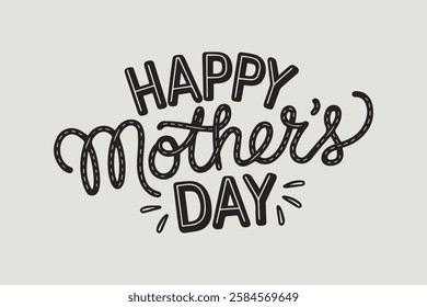 Happy Mother's Day Written in Cute Typography with Creative Font and Floral Background Design for a Love-Filled Greeting Card Template and Wallpaper Background