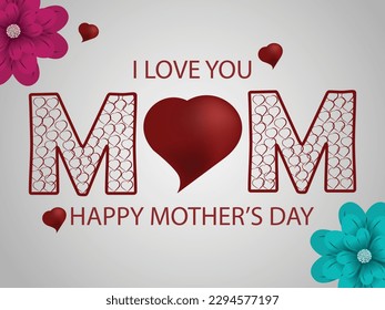 Happy mother's day written with hearts and flowers vector.