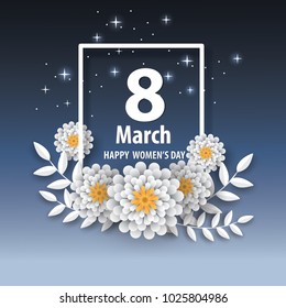 Happy Mother's Day.Floral Greeting card. Origami flower holiday.Vector illustration.Paper and craft art