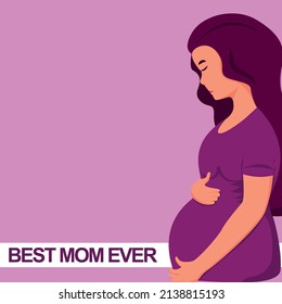 happy mother's day,pregnant woman logo modern flat design illustration