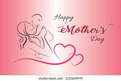 Happy mother's day.Side view of Happy mom with baby.