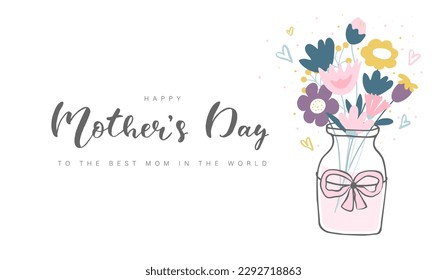 Happy mother's day,To the best mom in the world. Background with bouquet of flowers.Banner, postcard, advertising material and more.Vector illustration.